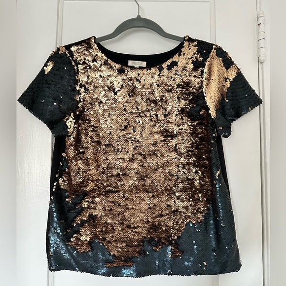 J.Crew Gold & Black Sequin Top - Picture 1 of 6